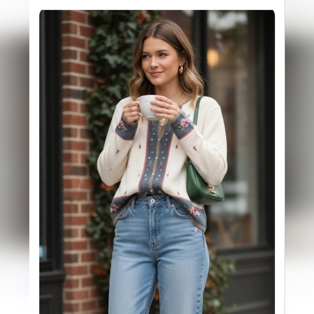 Vintage Koret Cardigan with Embroidery and Beading Detail Croch…